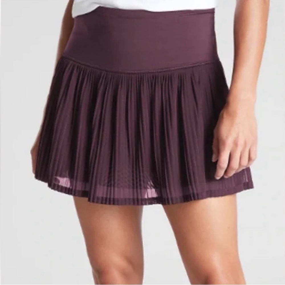 A Game Mesh Purple Pleated Skort